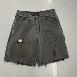 Vintage Y2k Route 66 Grey Faded Distressed Denim Jorts 32x10